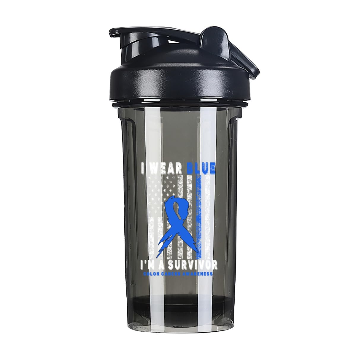 Colon Cancer Awareness 18 Ounce Shaker Cup,Fashion Theme Pattern Shaker Bottle Leak-proof Workout Shake Bottles 500ML/18 oz Perfect for Pre Workout