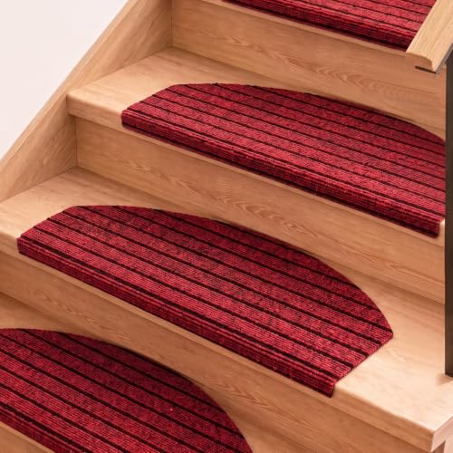 15 Stück Treppenstufen Matten Halbrund für Holztreppen 60 x 24 cm, Rot