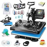 AKEYDIY Upgraded Heat Press Machine 8 in 1 Combo,Digital Multifunction Shirt Press Machine for T Shirts12 X15 Sublimation Machine 360-Degree Swing Away Dual-Tube Heating for DIY T-Shirts Cap & Mugs