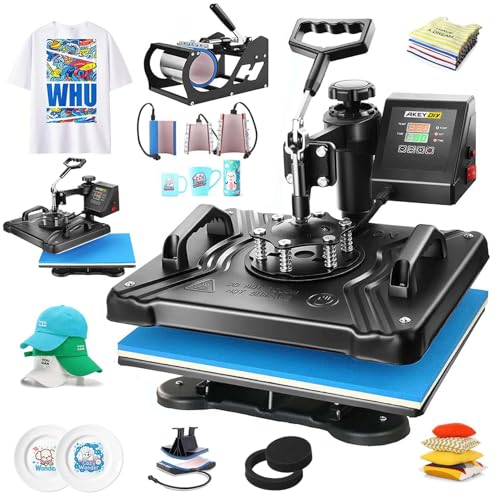 AKEYDIY Upgraded Heat Press Machine 8 in 1 Combo,Digital Multifunction...