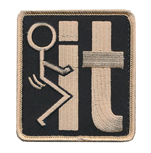 Patch Squad Men's F*** It Symbol Humping Stick Figure Word IT Military Morale Patch (Black/Gold F It)