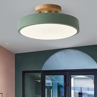 Led Ceiling Light,3 Color Temperature 3000/4000/6000K,Modern Wood Flush Mount Ceiling Light Fitting for Living Room Bedroom Kitchen Hallway,8.6 Inch22cm Green