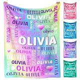 Personalized Custom Name Blanket for Kids & Babies - Unique Rainbow Baby Gifts for Birthday, Christmas & Memorial Day