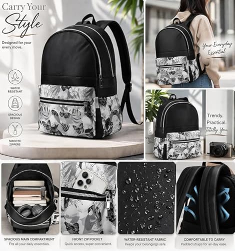Image of Ethnic Style Waterproof Oxford Backpack for Women & Girls | Fashion Travel Canvas Look Nylon Bag | Large Capacity Printed Laptop Backpack for College