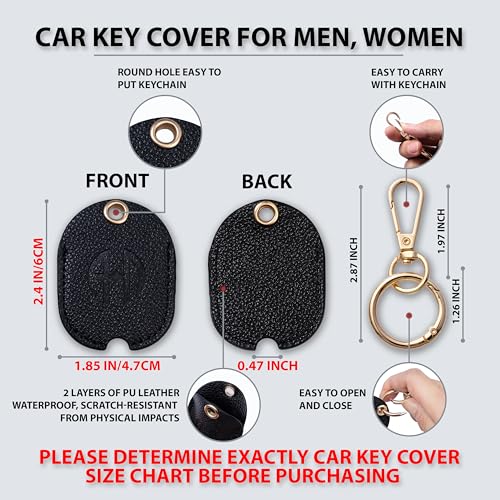 Image of Leather Keys Sleeve for Broken Car Key Loop Replacement - Cute Keychain Cover - Protector, Holder for Men & Women