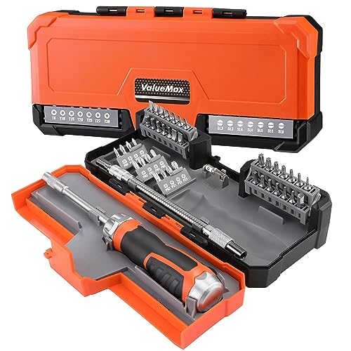 ValueMax 43 en 1 Juego de Destornilladores de Trinquete, Destornillador de Carraca de 1/4', Destornillador de Palanca Magnética, Adaptador de Extensión y Caja de Almacenamiento, para Reparaciones