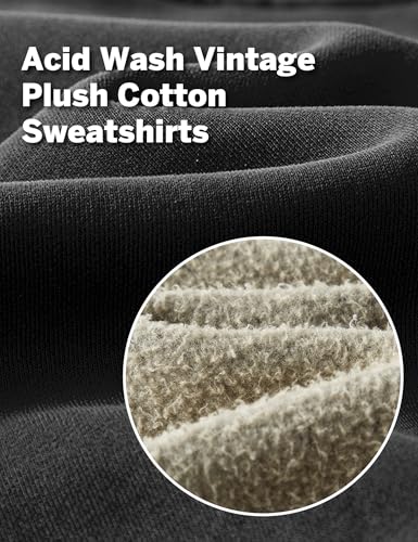Hatant Cropped Sweatshirt for Women, V Neck Acid Wash Crop Pullover Top, Soft Fleece Long Sleeve Relaxed Fit Sweatshirt for Women Drop Shoulder Fall Winter Top Black-L