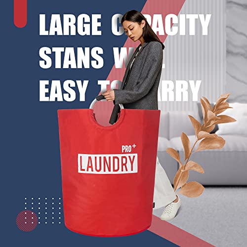 Caroeas Super Large 150L Laundry Basket Pro, Waterproof Laundry Hamper, Collapsible Laundry Basket Easy Storage, Clothes Hamper Stands Up Well, Laundry Bag with Padded Handles (Red)