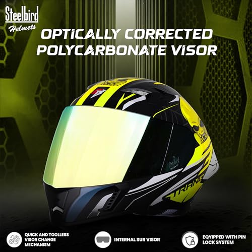 Image of Steelbird SBA-20 Strange ISI Certified Flip-Up Graphic Helmet for Men with Inner Silver Sunshield