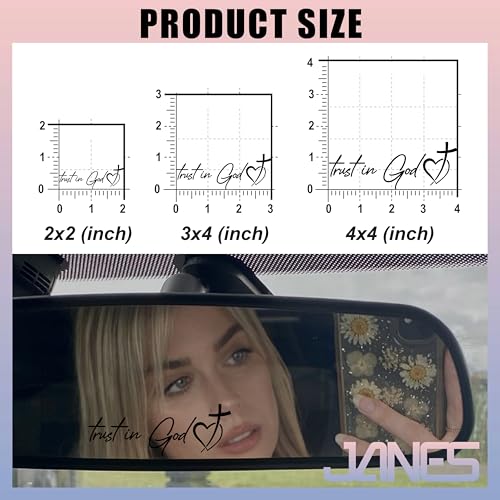 Image of JANES 3pcs Cross Trust in God Decal, Size 4x1.5'' UV DTF Transfer Car Mirror Decal, Heart Cross Rearview Mirror Decal, Car Mirror Decals, Car Decals for Women Men, Christian Car Decals for Trucks