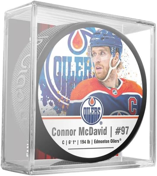 Connor McDavid Edmonton Oilers Officially Licensed Hockey Puck with Holder