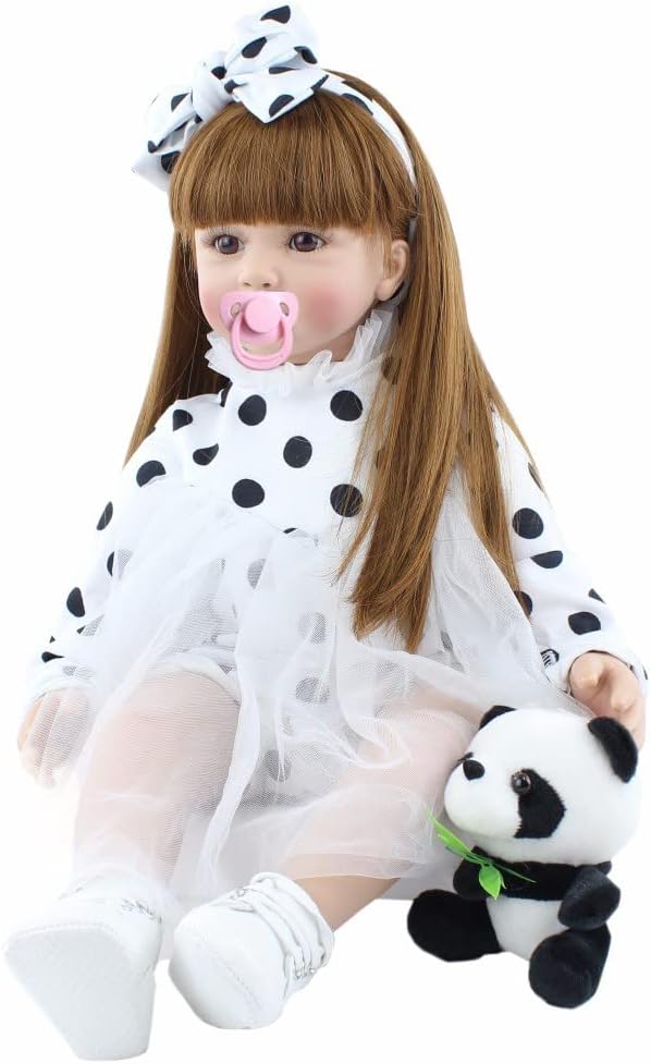 iCradle Angelbaby 24 inch Reborn Baby Girls Dolls Realistic Look, Soft Weighted Cloth Body, Handmade Soft Silicone Vinyl Reborn Toddler Doll Sets for Children Toys Birthday Gifts