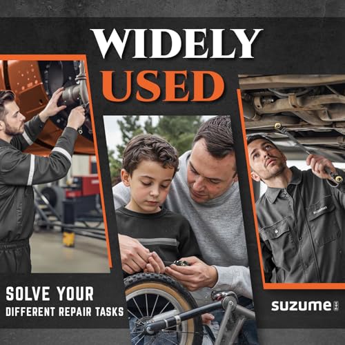Image of SUZUME Extra Long Flex Head Ratcheting Wrench 17-19mm Metric Double Box End 180 Flexible Head 72-Tooth 15K Gear Tested CR-V Steel Black Chrome Finish For Suspension Heavy Equipment & DIY