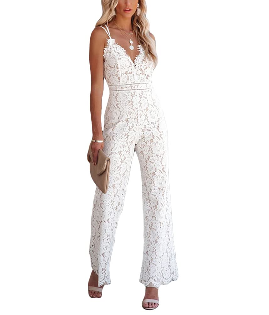 ticticlily Mono Mujer Elegante Verano Sexy Largo Mono sins Manga Cuello V con Tirantes Escotado por Detrás Chándal Informal Traje De Una Pieza Casual Pantalones Largos Jumpsuit Rompers