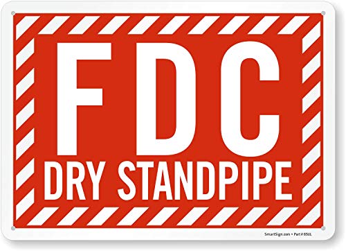 Panneau FDC Dry Standpipe en aluminium de 25,4 x 35,6 cm pour signalisation incendie