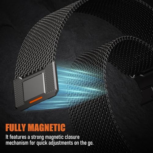 Image of BXUXOHS Milanese Loop for Apple Watch Bands for Men 42mm 41mm 40mm 38mm,Tactical Mecha Strap Military-Grade Design,Magnetic Mesh Metal Wristband for iWatch Series 11 /10 /9 /8 /7 /6 /5 /4 /3 SE /3 /2