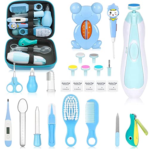 Image of Baby Healthcare and Grooming Kit, Portable Baby Safety Care Set, Baby Essentials kit for Newborn (Blue 26 in 1)