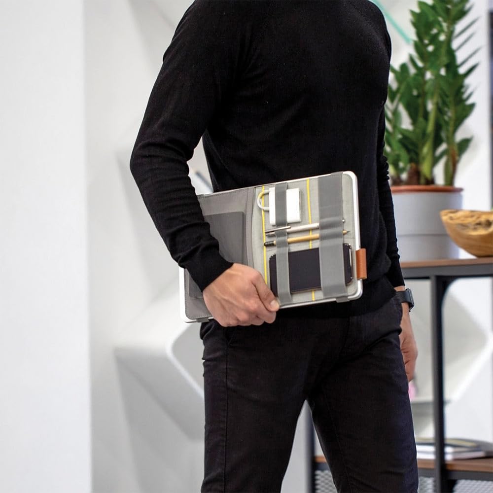Beblau | FOLD | tragbarer Organizer, der an Ihren Geräten befestigt werden kann | für Büro, Zuhause und Schule | Laptop-Zubehör | Rucksack-Organizer | GESCHENK GRAU