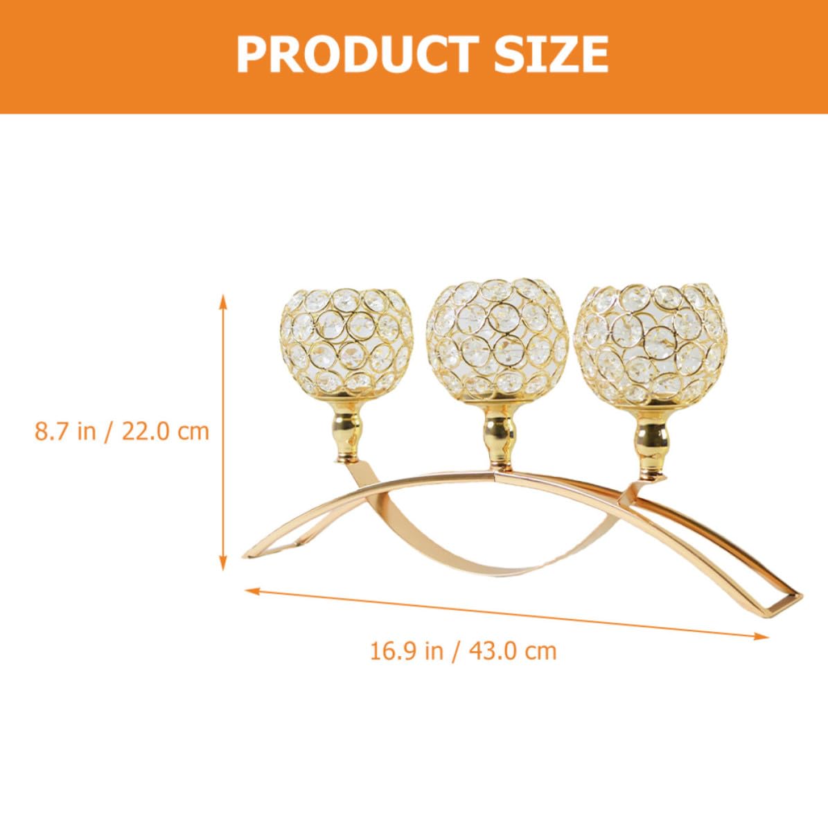 Candélabre de Table à 3 Bras en Métal et Cristal, Arche Décorative