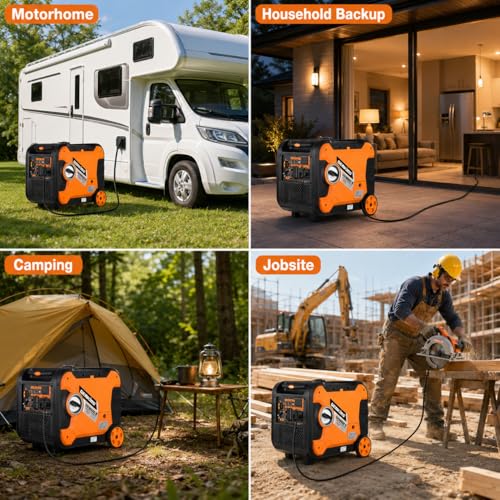 Image of Genkins 8000W Inverter Generator Outdoor Portable Generators Gas Powered Super Quiet with Electric Start Ideal for Home Backup, RV, Camping, Travel