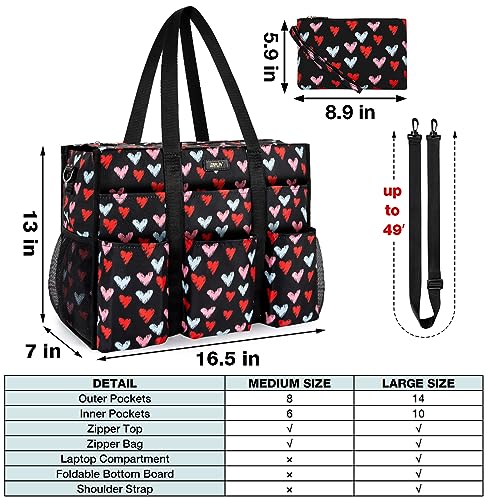 Image of IBFUN Utility Tote Bag with 24 Pockets, Large Teacher Tote for Women with Laptop Compartment, Travel Tote Bag with Zip Top