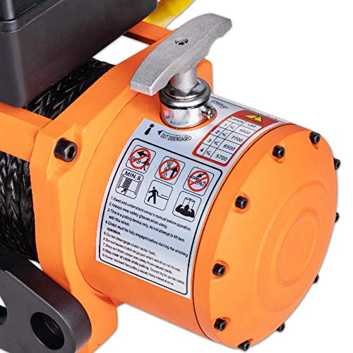 AC-DK 9500 lb. Electric Winch Synthetic Rope Kit, 12V Winch Waterproof IP67, with 2 Wirless Remote, for Truck SUV/4WD/OFFROAD (Orange 9500 Synthetic Rope Style) - Thumbnail 6
