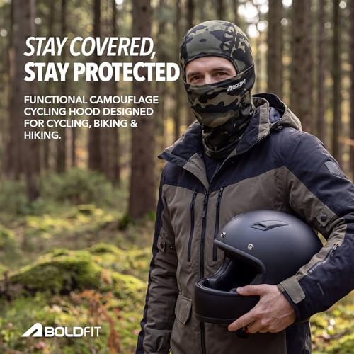 Image of Boldfit Full Face Balaclava Mask for Men & Women, Breathable Mesh Nylon Spandex Head & Neck Cover for Bike Riding, Cycling, Hiking & Outdoor Sports, Sun UV Dust Protection Under Helmet Face Mask