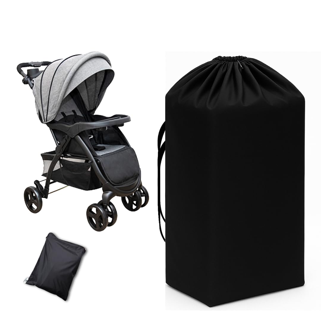 Stroller & Baby Seat Travel Cover – Heavy-Duty Waterproof Storage Bag | Fits Most Strollers & Baby Seats (15"x24"x48") | Tear-Resistant, Dustproof, Travel Friendly with Drawstring & Carry Handles