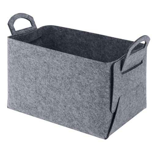 Panier de rangement en feutre pour bois - 40 x 30 x 24 cm - Grand panier cadeau vide - Pliable - Avec deux poignées douces - Pour vêtements, pique-nique, chambre à coucher, armoires, bois et jouets