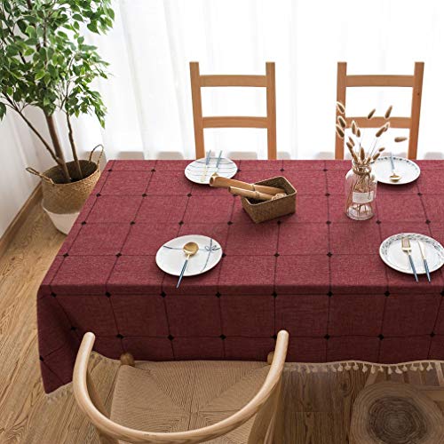 Nappe de table rouge coton lin pour masquer et protéger vos meubles - 4