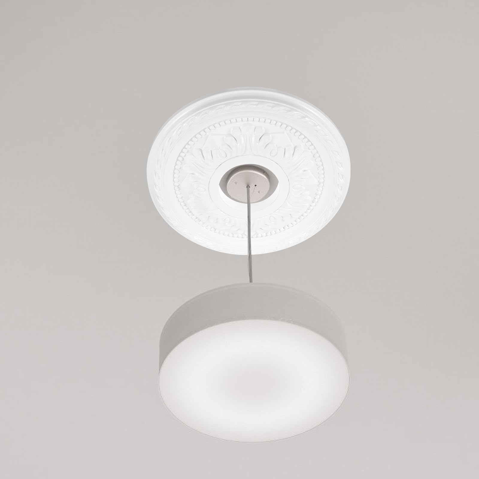 Medaglione da Soffitto Rotondo in PU per Lampadario e Ventilatore Medaglione Decorativo Tradizionale per Illuminazione Domestica Facile Installazione per Soggiorno e Camera da