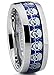 Dome Stainless Steel Ring Band with Blue Carbon Fiber and Skull Design, 8MM Size 10