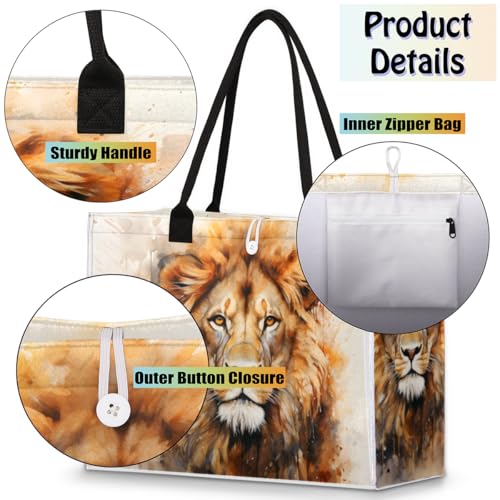 Artistic Lion Tote Bag for Women Large Beach Bag Reusable Tote Bags for Work Travel Beach Shopping4