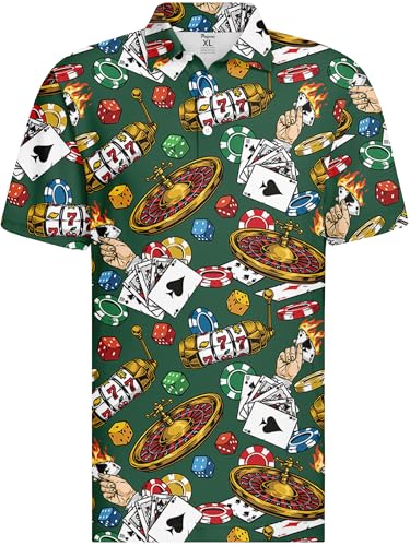 Image of PAGYMO Funny Golf Shirts for Men Crazy Printed Pattern Novelty Moisture Wicking Performance Mens Polo Shirt