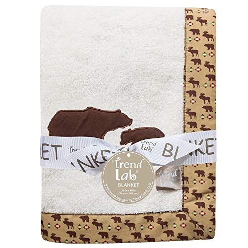 Northwoods Bear Framed Coral Fleece Baby Receiving Blanket - 30 By 40 Inch #TOP2