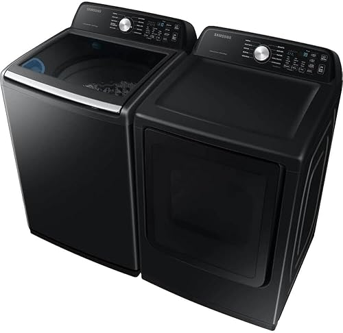 Miniatura 8 de Samsung Smart 4.7 Cu Ft Top Load Washer & 7.4 Cu Ft Electric Dryer, Sensor Stops Overdrying, Low Vibration Quiet Wash, WaterJet w/Power Cords