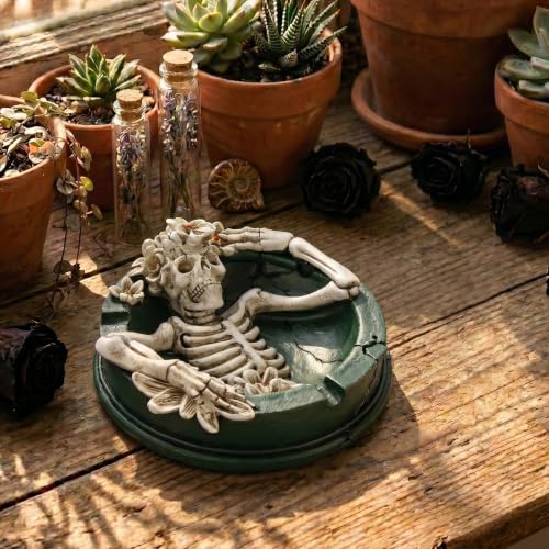 Philo Fun Cendrier Tête de Mort Fleur Résine Gothique Cendrier Cendrier – vue 6