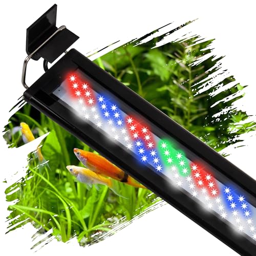 Image of Led Aquarium Light, Full Spectrum Fish Tank Lights, 30 Inch Freshwater Fishtank Hood Lighting for Grow Fish, Plants, Adjustable from 24 to 30in