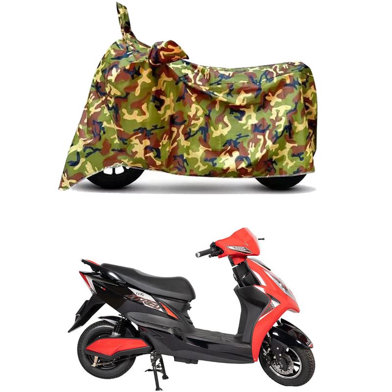 Image of Waterproof 100% PVC Coated Full Bike Scooty Two Wheeler Body Cover Compatible for EeVe Atreo /UV-Rays /Heat Protection /Birds Dropping /Scratchproof /Dust Proof /All Varients[6X6 Jungle Print]