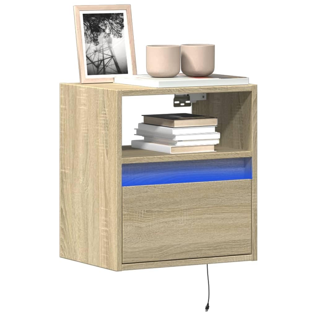 Pared fijo madera resistente LED RGB regulable roble Sonoma 41x31x45 cm