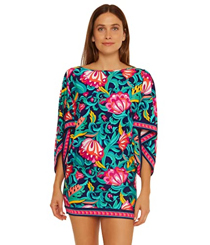 Trina Turk India Garden-Casaca de baño Salida, Multicolor/Olas del mar (Ocean Tides), S para Mujer