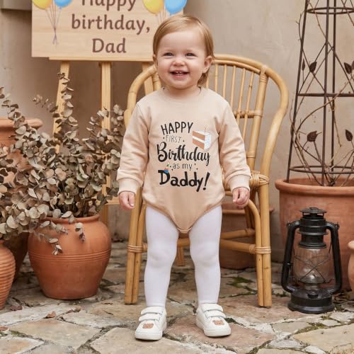 CREAIRY Happy First Birthday As My Daddy Mommy Baby Boy Girl Outfit Romper Shirt (Daddy, 0-3 Months) — view 4