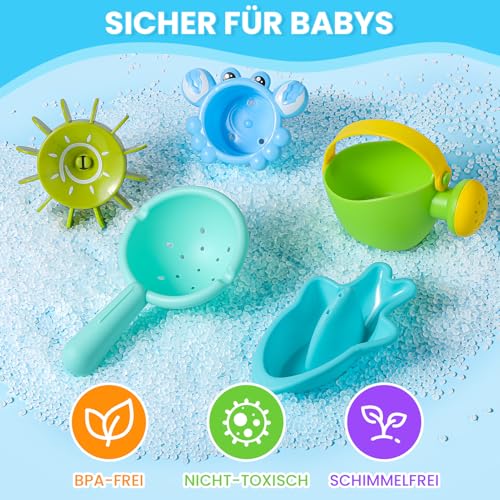 Badespielzeug Baby ab 1 2 3 4 Jahre, Badewannenspielzeug Wasserspielzeug Kinder Schwimmbad Pool Planschbecken Spielzeug Schimmelfreies Badespielsachen 10 Stück