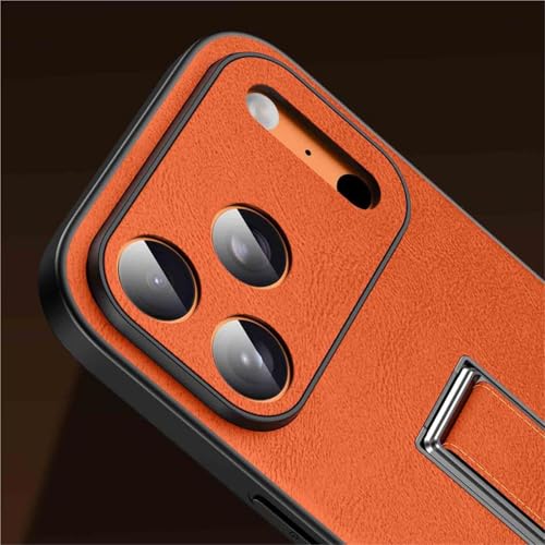 Coque en cuir orange pour iPhone 17 Pro étui chic avec dragonne - 7