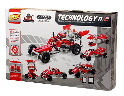 Bo-Toys R/C 10 in 1 Race Cars Building Bricks Radio Control Toy, 191 Pcs DIY Kit , Construction Build It Yourself Toy