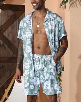 Fastkoala Hawaiiaanse sets voor heren, outfits voor zomer, strand