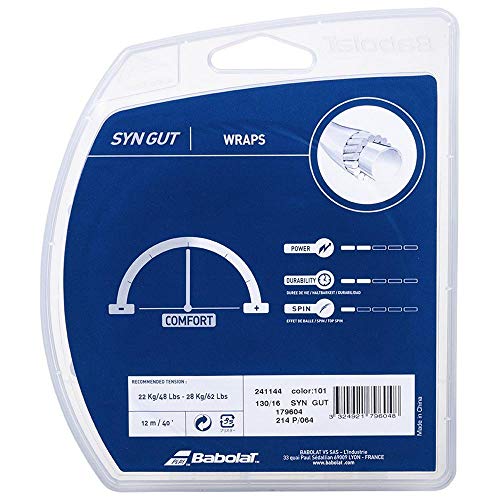 Babolat Unisexáû Adult's Synthetic Gut Saitenset 12m - Wei? Tennis String, White, 1.25