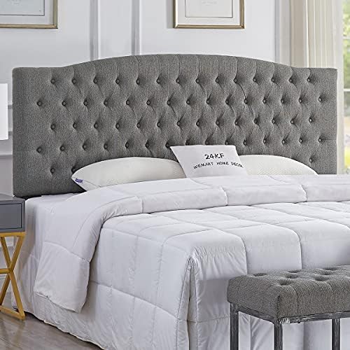 24KF Linen Upholstered King Headboard - Button Tufted Padded Headboard For King/California King Bed, Elegant Bedroom Decor