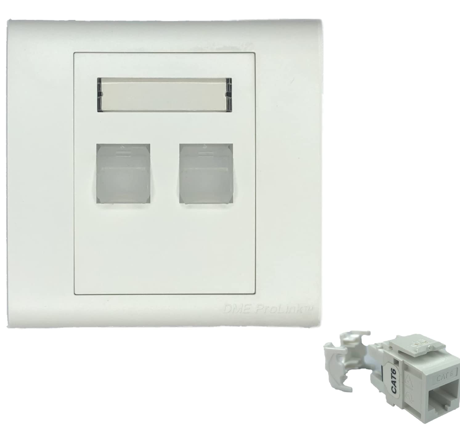 DME ProLinkCat6 RJ45 Faceplate Professional Internet & LAN Double Faceplate Cat6 RJ45 Snap-In with Including two DME ProLink Keystone, 1 pc Box Packing.