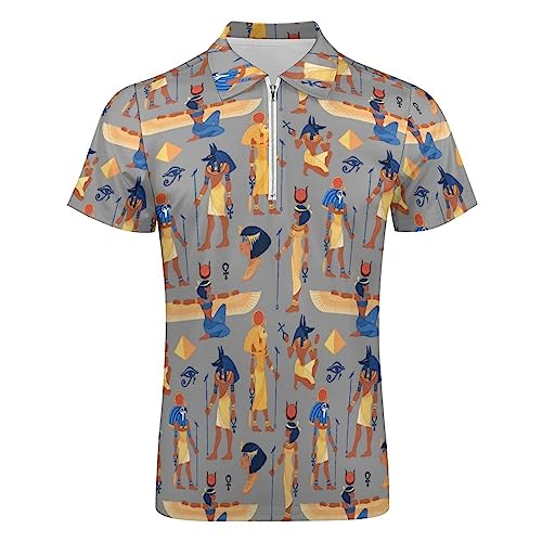 Vintage Ancient Egypt Golf Polo Shirts for Men Short Sleeve T-Shirts Casual Slim Fit Tennis Shirt4